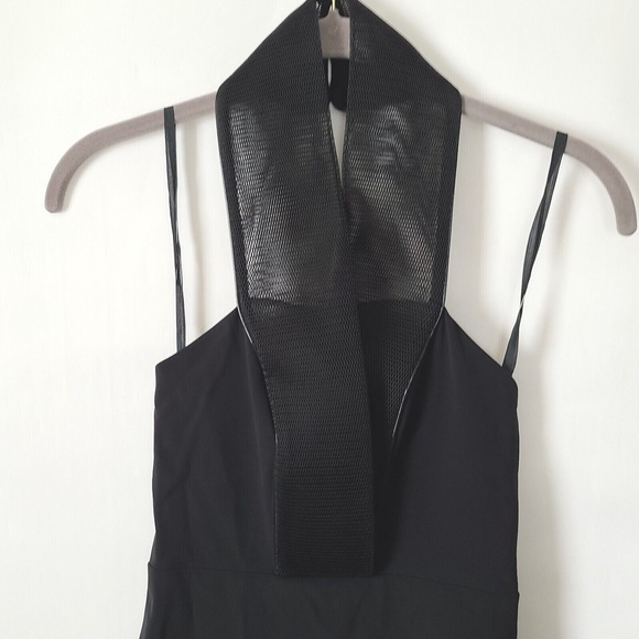 Kora Rae Fitted Halter Dress Size XS Black Mini Side Zip Mesh Halter LBD EUC - Picture 4 of 10